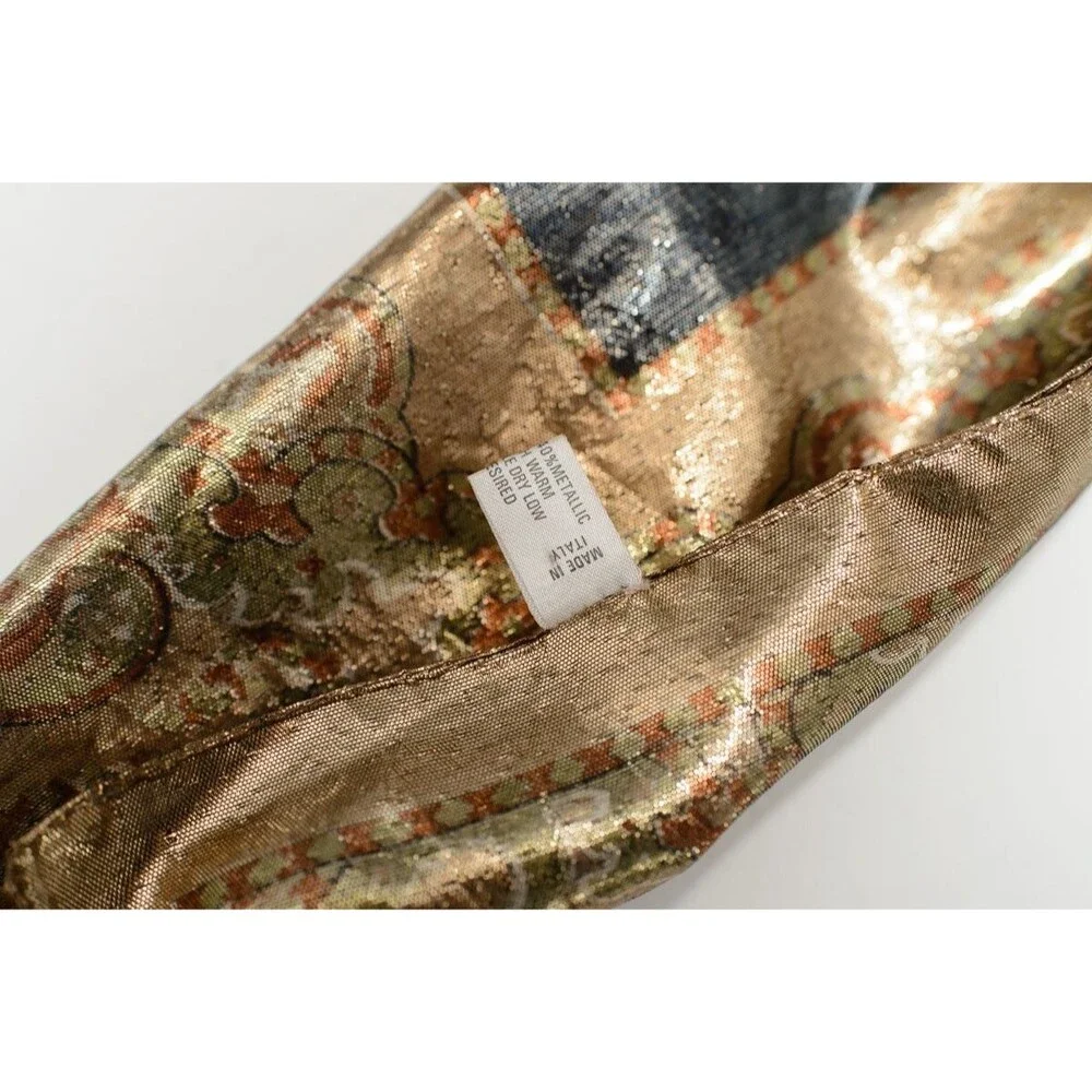 Gold Metallic made in Italy head Neck rectangle scarf 54